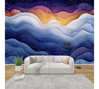 AevuCub Colourful Wave Wallpaper for Living Room - Gradient Wall Murals for Bedrooms, Kids Nursery Wall Art, Non-Woven Photo Wallpaper 3D Effect, 450x315 cm