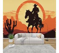 AevuCub Cowboy Wallpaper for Living Room - Western Style Wall Murals for Bedrooms, Wild West Wall Art, Non-Woven Photo Wallpaper 3D Effect, 200x140 cm
