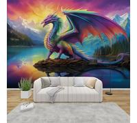 AevuCub Dragon Mural Wallpaper for Living Room Bedroom Decor - Boys Wall Mural, Fantasy Wall Art, Non-Woven Photo Wallpaper 3D Effect, 400x280 cm