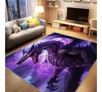 AevuCub Dragon Rugs for Bedroom - Machine Washable Square Rugs Living Room 120 x 120, Fantasy Animal Rug for Bedroom, Boys Kids Mythical Animal Patterned Carpet, Non Slip & Soft Low Pile