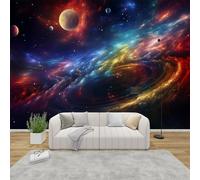 AevuCub Galaxy Nebula Wallpaper for Living Room - Planet Space Wall Murals for Bedrooms, Cosmic Wall Art, Non-Woven Photo Wallpaper 3D Effect, 350x256 cm