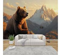 AevuCub Grizzly Bear Wallpaper for Living Room - Wildlife Cabin Wall Murals for Bedrooms, Wild Animal Wall Art, Non-Woven Photo Wallpaper 3D Effect, 366x254 cm