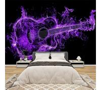 AevuCub Guitar Wallpaper for Living Room - Music RoomMusical Instrument Wall Art, Non-Woven Photo Wallpaper 3D Effect, 350x256 cm