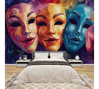 AevuCub Horror Mask Wallpaper for Living Room - HalloweenSpooky Clown Wall Art, Non-Woven Photo Wallpaper 3D Effect, 200x140 cm