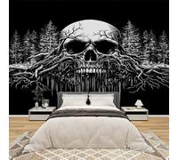 AevuCub Horror Skull Wallpaper for Living Room - Gothic SkeletonScary Wall Art, Non-Woven Photo Wallpaper 3D Effect, 350x256 cm