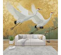 AevuCub Japanese Crane Wallpaper for Living Room - Bird Wall Murals for Bedrooms, Oriental Wall Art, Non-Woven Photo Wallpaper 3D Effect, 350x256 cm