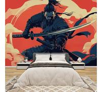 AevuCub Japanese Samurai Wallpaper for Living Room - Japanese AnimeWarrior Wall Art, Non-Woven Photo Wallpaper 3D Effect, 150x105 cm