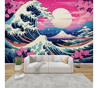 AevuCub Japanese Wave Wallpaper for Living Room - The Great Wave Off Kanagawa Wall Murals for Bedrooms, Asian Style Wall Art, Non-Woven Photo Wallpaper 3D Effect, 150x105 cm