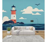 AevuCub Lighthouse Wallpaper for Living Room - Nautical Boys Kids Wall Murals for Bedrooms, Ocean Wall Art, Non-Woven Photo Wallpaper 3D Effect, 150x105 cm