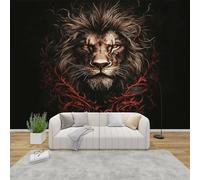 AevuCub Lion Wallpaper for Living Room - Wildlife Wall Murals for Bedrooms, Lion Head Wall Art, Non-Woven Photo Wallpaper 3D Effect, 100x70 cm