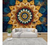 AevuCub Mandala Wallpaper for Living Room - Bohemian Wall Murals for Bedrooms, Vintage Floral Wall Art, Non-Woven Photo Wallpaper 3D Effect, 100x70 cm