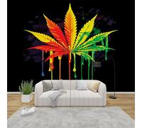 AevuCub Marijuana Leaves Wallpaper for Living Room - Weed Leaf Wall Murals for Bedrooms, Trippy Wall Art, Non-Woven Photo Wallpaper 3D Effect, 200x140 cm