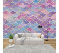 AevuCub Mermaid Scale Wallpaper for Living Room - Pink Girls Kids Wall Murals for Bedrooms, Fish Scales Wall Art, Non-Woven Photo Wallpaper 3D Effect, 366x254 cm