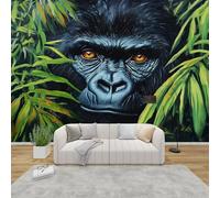 AevuCub Monkey Jungle Wallpaper for Living Room - Chimpanzee Wall Murals for Bedrooms, Orangutan Wall Art, Non-Woven Photo Wallpaper 3D Effect, 200x140 cm