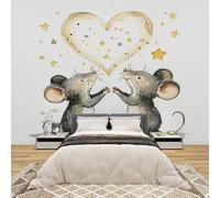 AevuCub Mouse Mural Wallpaper for Living Room Bedroom Decor - Cartoon MouseCute Animal Kids Wall Art, Non-Woven Photo Wallpaper 3D Effect, 300x210 cm