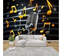 AevuCub Music Notes Wallpaper for Living Room - Music Theme Wall Murals for Bedrooms, Musical Wall Art, Non-Woven Photo Wallpaper 3D Effect, 200x140 cm