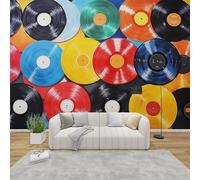 AevuCub Music Wallpaper for Living Room - Vinyl Record Wall Murals for Bedrooms, Musical Wall Art, Non-Woven Photo Wallpaper 3D Effect, 400x280 cm