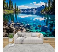 AevuCub Nature Landscape Wall Mural - Forest Lake Mountain Mural Wallpaper for Living Room, Bedroom Decor, Natural Wall Art, Non-Woven Photo Wallpaper 3D Effect, 366x254 cm