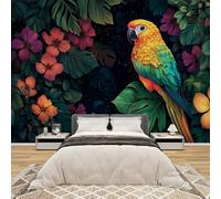AevuCub Parrot Wallpaper for Living Room - Tropical BirdTropical Flower Wall Art, Non-Woven Photo Wallpaper 3D Effect, 100x70 cm