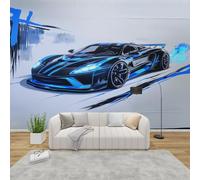 AevuCub Racing Car Wallpaper for Living Room - Sports Car Wall Murals for Bedrooms, Kids Boys Wall Art, Non-Woven Photo Wallpaper 3D Effect, 350x256 cm