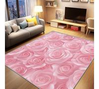 AevuCub Rose Rugs for Living Room - Machine Washable Door Mat Indoor 40 x 60, Pink Flower Small Rugs for Bedroom, Girls Woman Romantic Floral Patterned Carpet, Non Slip & Soft Low Pile