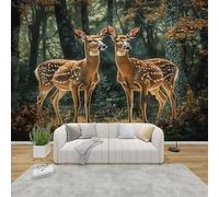 AevuCub Sika Deer Wallpaper for Living Room - Deer Wildlife Wall Murals for Bedrooms, Woodland Forest Wall Art, Non-Woven Photo Wallpaper 3D Effect, 100x70 cm