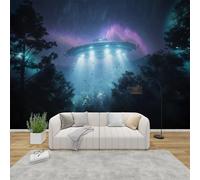 AevuCub Spaceship Mural Wallpaper for Living Room Bedroom Decor - Alien UFO Space Theme Wall Mural, Futuristic Teen Boys Kids Wall Art, Non-Woven Photo Wallpaper 3D Effect, 400x280 cm