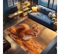 AevuCub Squirrel Rug - Machine Washable Door Mat Indoor 50 x 80, Woodland Animal Kids Nursery Small Rugs for Bedroom, Cute Animal Patterned Carpet, Non Slip & Soft Low Pile & Stain Resistant