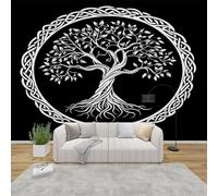 AevuCub Tree of Life Wallpaper for Living Room - Viking Wall Murals for Bedrooms, Norse Mythology Wall Art, Non-Woven Photo Wallpaper 3D Effect, 350x256 cm