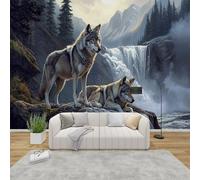 AevuCub Wolf Wallpaper for Living Room - Wild Animal Wall Murals for Bedrooms, Wolves Wildlife Wall Art, Non-Woven Photo Wallpaper 3D Effect, 200x140 cm