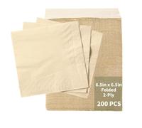 AevumPure Disposable Compostable Napkins-FSC Bamboo material-200PCS-(6.5x6.5 Inch Folded,2-ply),Highly Absorbent Paper Napkins for Party/Event/Birthday/BBQ