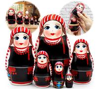 AEVVV Belarussian Ukrainian Nesting Dolls Set 6 pcs - Ukrainian Gifts - Matryoshka Dolls in Neglyubsky Folk Dress with Belarussian Patterns - Russian Dolls