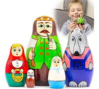 AEVVV Little Red Riding Hood Nesting Dolls Set of 5 pcs - Matryoshka with Fairy Tale Little Red Riding Hood Figurines