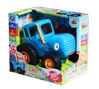 AEVVV Musical Pull-Along Blue Tractor With Russian Songs, Poems & Sound Effects - Light-Up Novelty Tractor Model - 20+ Melodies Inspired By Russian Cartoon Culture - Pull Cord Movement