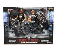 AEW Blood and Guts Exploding Barbed Wire Death Match with Kenny Omega and Jon Moxley Wrestling Action Figures Exclusive Unrivaled Collection