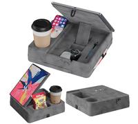 AEWOTING Tablet Pillow Stand for Lap, Bed and Desk, Foldable Soft iPad Holder with Snack Bowl for Kindle,Phone,Tablet,E-Reader,Free Reading and Relaxation on Bed,Couch,Recliner,Gray