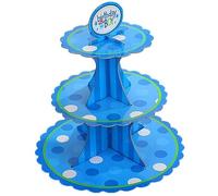 AEX 3 Tier Cake Cardboard Desserts Stand Display Tower Beautiful Vibrant Colours Birthdays Baby Showers Wedding Anniversary Decor Party Supplies Tableware (Blue Birthday Boy)