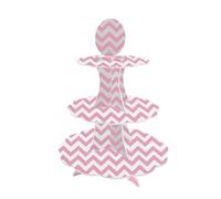 AEX 3-Tier Cake Stand with Zigzag Pattern Design | Elegant Cardboard Dessert Display for Parties, Weddings, Birthdays | Holds 24 Cupcakes | Reusable, Eco-Friendly, and Easy to Assemble (Pink)