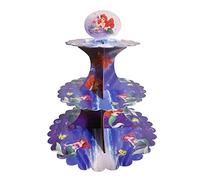 AEX 3 Tier Cake Stands for Afternoon Tea, Biodegradable Cupcake Stand Cardboard, Round Dessert Tower for Party, Birthday, Anniversary, Wedding (Mermaid 1)