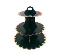 AEX 3 Tier Cake Stands for Afternoon Tea, Cupcake Stand Cardboard, Round Dessert Tower for Party, Birthday, Anniversary, Wedding, Baby Shower [Black]