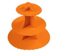 AEX 3 Tier Cake Stands For Afternoon Tea, Cupcake Stand Cardboard, Round Dessert Tower For Party [Orange]
