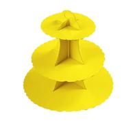 AEX 3 Tier Cake Stands For Afternoon Tea, Cupcake Stand Cardboard, Round Dessert Tower For Party [Yellow]
