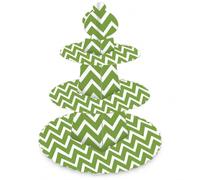 AEX 3 Tier Cardboard Cake Stand, Cupcake Dessert Display Tower - Green | Three-tier serving layout, sturdy cardboard and paper build, flat-pack assembly, tabletop height, decorative printed finish