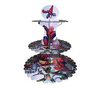 AEX 3 Tier Cupcake Stand Spider theme Pack of 1, Ideal for birthdays, weddings, and anniversaries Colourful Kids Choice Hard Cardboard 30 cm Tower Tall