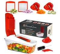 AEX 4-in-1 Vegetable Chopper with Stainless Steel Blades & Container, Manual Food Chopper, Onion Cutter, Vegetable Slicer & Food Dicer, Compact for Onion, Potato, Tomato, Salad & Everyday Kitchen Prep