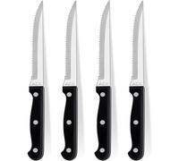 AEX 4-Piece Stainless Steel Steak Knife Set with Good Grip [Black]