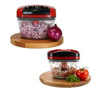 AEX 550ml & 250ml Manual Food Chopper, Pull-String Onion Chopper - Set of 2 | Pull-string mechanism, dual 550ml & 250ml capacities, adjustable cutting texture, hand-powered operation, space-saving design