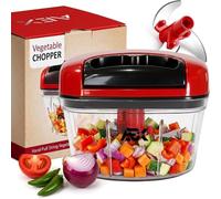 AEX 550ml Manual Food Chopper Pull-String Onion, Garlic & Vegetable Chopper | Stainless steel blades, adjustable cutting texture, enclosed preparation, electricity-free use, compact kitchen storage