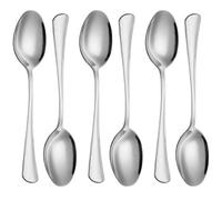 Aex 6 Piece Stainless Steel Dinner Spoon Set Mirror Polished 20.5Cm Round Edge Dishwasher Safe Durable Tableware