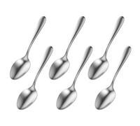 Aex 6 Piece Stainless Steel Teaspoon Set Mirror Polished Round Edge Plain Pattern Durable 18/0 Material Silver Finish